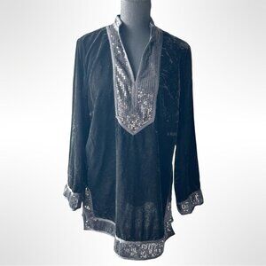 Nygard Collection Black Velvet Squince Tunic